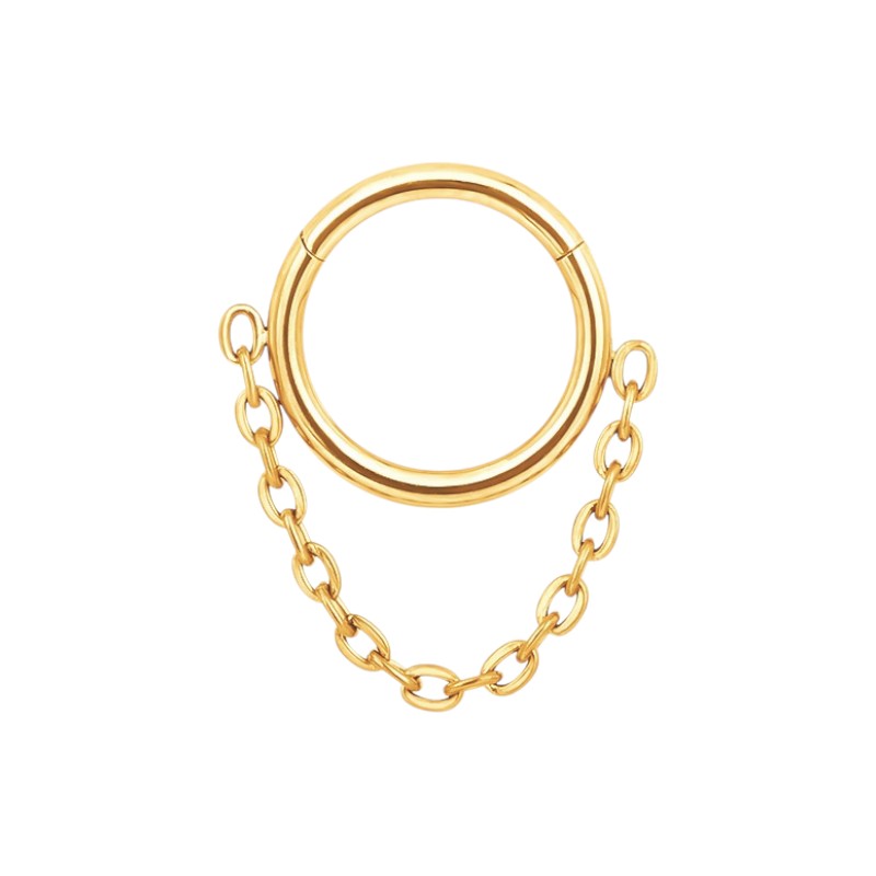 Implant Grade ASTM F136 Titanium Plain Ring With Chain Dangle Segment Clicker