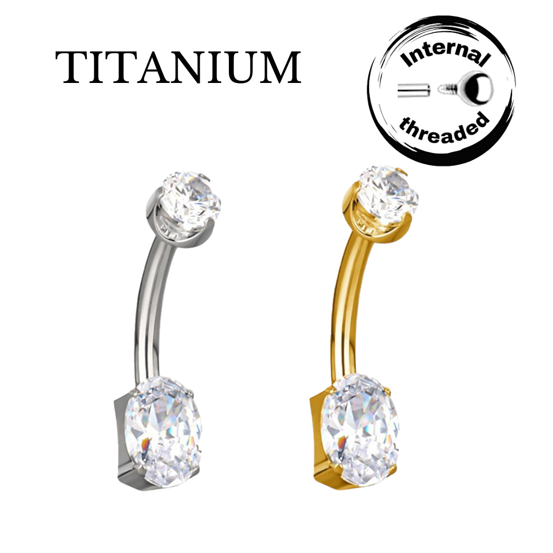 Implant Grade ASTM F136 Titanium Stone Oval Belly Button Internaly Treaded
