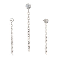 Implant Grade ASTM F136 Titanium Bezel CZ With Chain Dangle Internaly Threaded Labret
