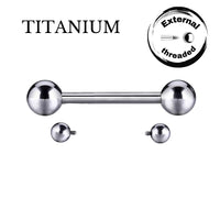 Implant Grade ASTM F136 Titanium Straight Barbell WitH 5MM Balls Internaly Threaded